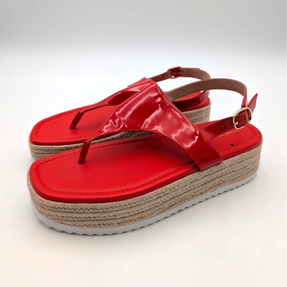 Stuart Weitzman Mel Platform Espadrille Sandals Women's Red Size US9B EU39.5